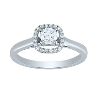 -Angeline- 14K White Gold Halo Diamond Engagement Ring (0.38 ct tw)