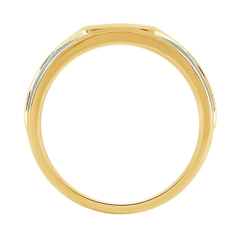 Three Stone Men’s Diamond Ring 10K White and Yellow Gold (0.25 ct t
