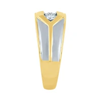 Three Stone Men’s Diamond Ring 10K White and Yellow Gold (0.25 ct t