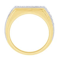 Gents Two Row Diamond Ring 10K Yellow and White Gold (1.00ct tw)