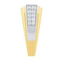 Gents Two Row Diamond Ring 10K Yellow and White Gold (1.00ct tw)