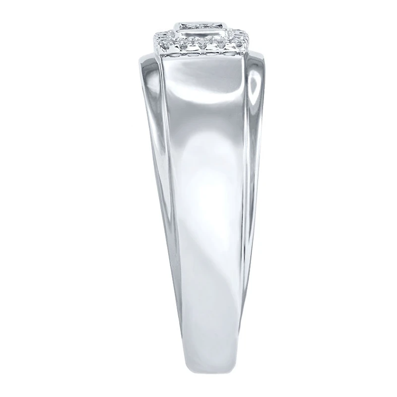 10K White Gold Square Halo Gents Ring (0.19 ct tw)