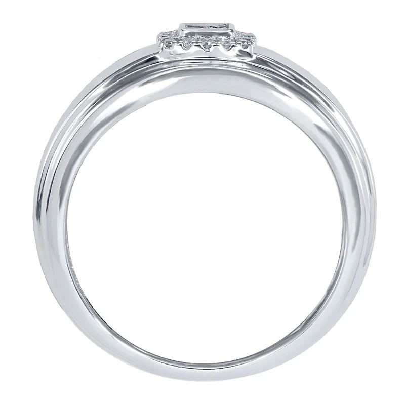 10K White Gold Square Halo Gents Ring (0.19 ct tw)