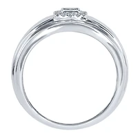 10K White Gold Square Halo Gents Ring (0.19 ct tw)