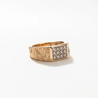 Men’s Woven Pattern Diamond Ring 10K Yellow Gold (0.50 ct tw)