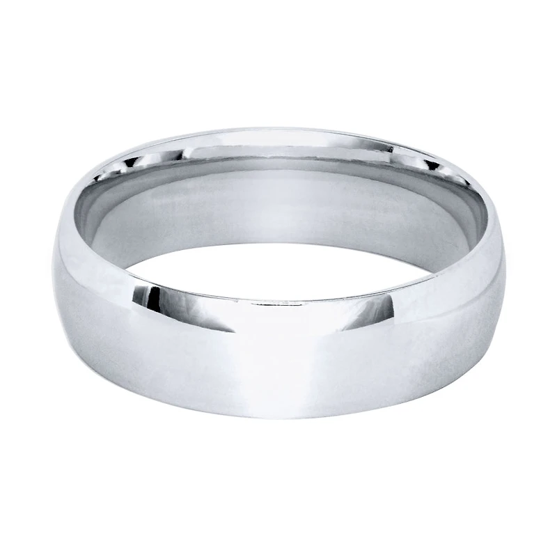 Low Dome Comfort Fit Wedding Band 14K White Gold (6MM)