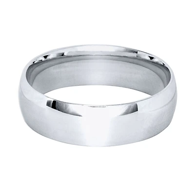 Low Dome Comfort Fit Wedding Band 14K White Gold (6MM)