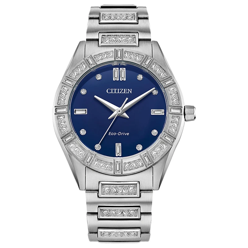 Citizen Eco-Drive Silhouette Blue Dial Stainless Steel Bracelet EM1020
