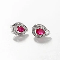 Ruby and Diamond Earrings in 10K White Gold