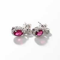 Ruby Earrings with Diamond Accents in 10K White Gold