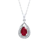 Ruby Pendant Necklace With Diamond Accents in 10K White Gold