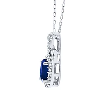 Sapphire Pendant Necklace with Diamond Accents in 10K White Gold