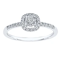 Diamond Halo Ring of the Miracle Mark Collection 14K White Gold wit