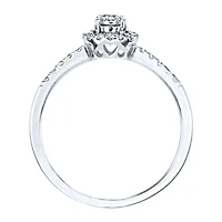 Diamond Halo Ring of the Miracle Mark Collection 14K White Gold wit