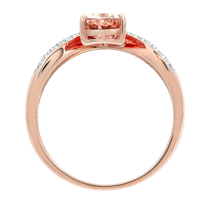 Pear-Shaped Morganite and Diamond Ring 14K Rose Gold