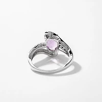 Oval Amethyst Ring With Diamond Accents 10K White Gold