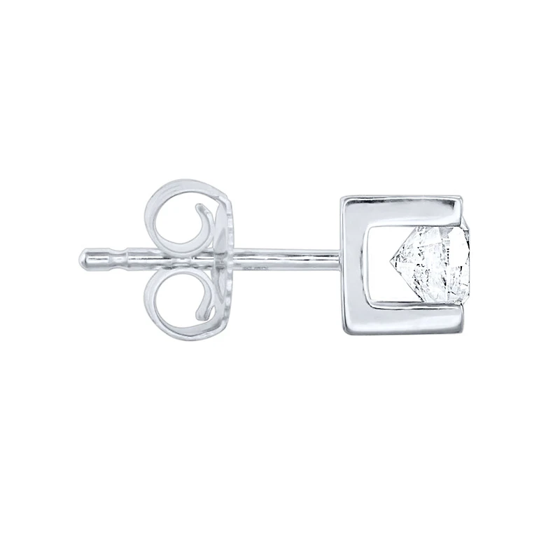 Solitaire Canadian Diamond Stud Earrings in 14K White Gold ( ct tw