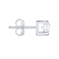 Solitaire Canadian Diamond Stud Earrings in 14K White Gold ( ct tw