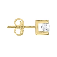 Solitaire Canadian Diamond Stud Earrings in 14K Yellow Gold ( ct t