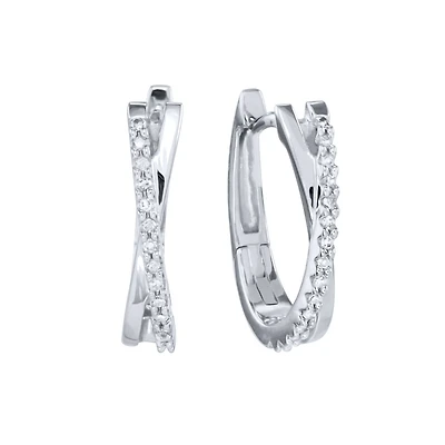 Diamond Hoop Earrings in 10K White Gold (0.10 ct tw)