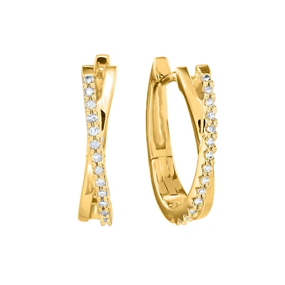 Diamond Hoop Earrings in 10K Gold ( ct tw