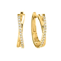 Diamond Hoop Earrings in 10K Gold ( ct tw