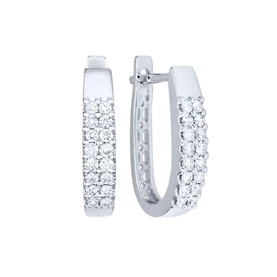 Double Row Diamond Hoop Earrings in 10K White Gold (0.40 ct tw)