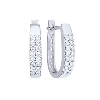 Double Row Diamond Hoop Earrings in 10K White Gold (0.40 ct tw)