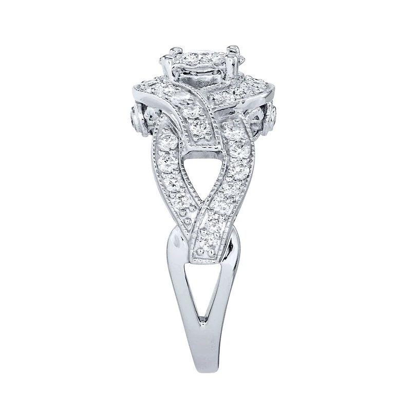 10K White Gold Diamond Cluster Ring ( 0.79 ct tw)
