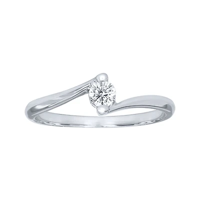 10K White Gold Solitaire Diamond Promise Ring (0.15 ct tw)