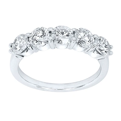 Five Stone Canadian Diamond Anniversary Ring 14K White Gold (1.50ct