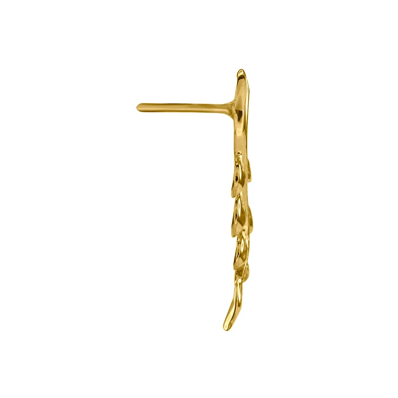 Leaf Climber Earrings in 10K Yellow Gold