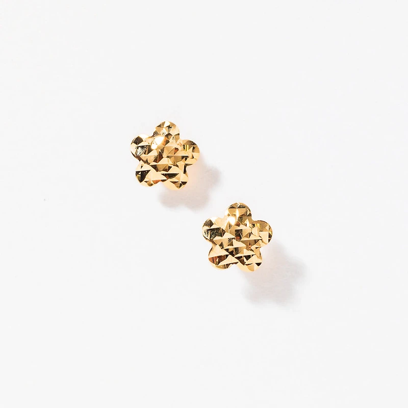 Flower Stud Earrings in 10K Yellow Gold