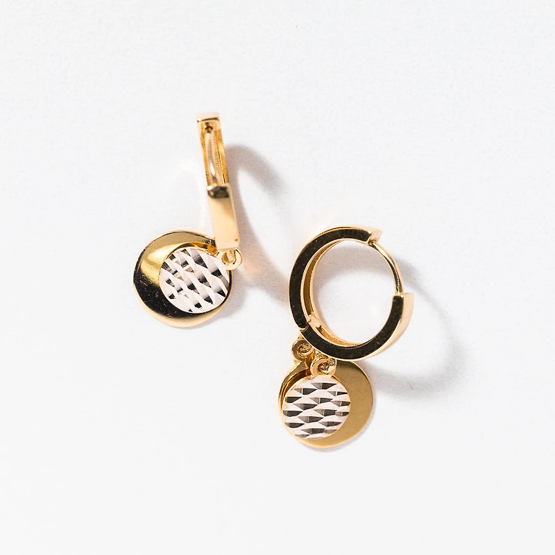 Diamond Cut Gold Hoop Earrings in 10K Yellow Gold