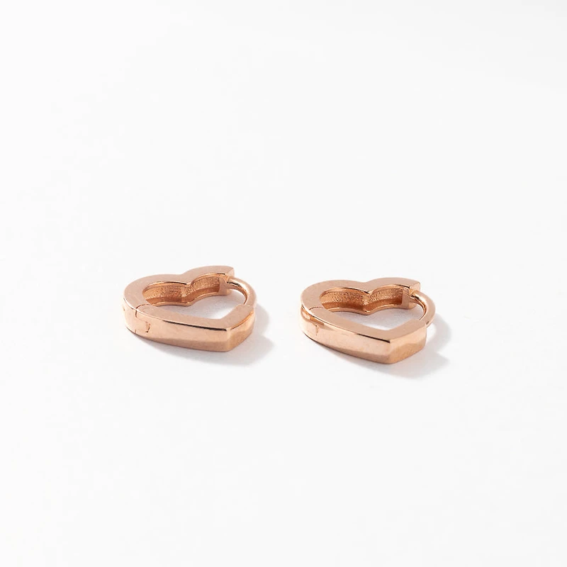 Heart Shaped Hoop Earrings in 10K Rose Gold