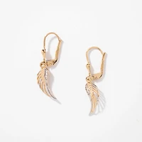 Angel Wing Earrings in 10K Yellow and White Gold