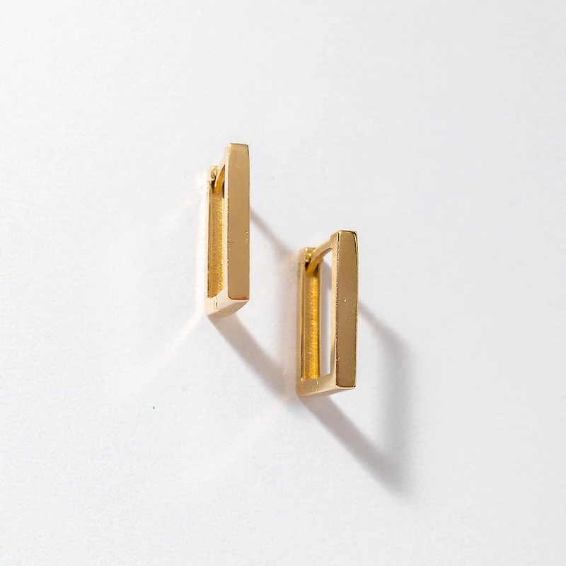 Rectangle Hoop Earrings in 10K Yellow Gold
