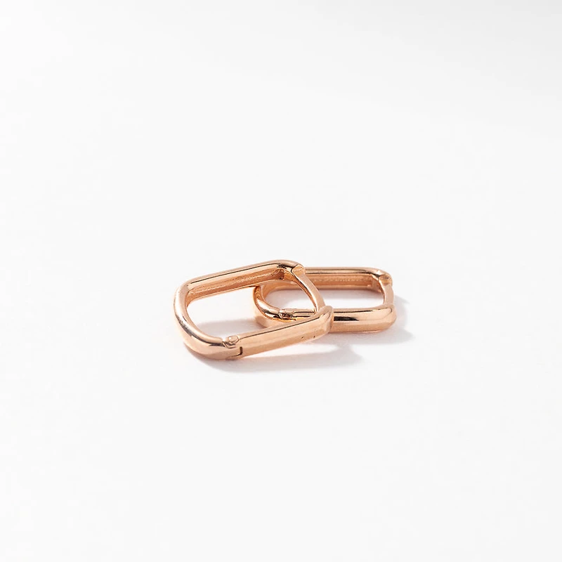 Rectangle Hoop Earrings in 10K Rose Gold