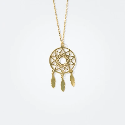 Dreamcatcher Pendant Necklace in 10K Yellow Gold