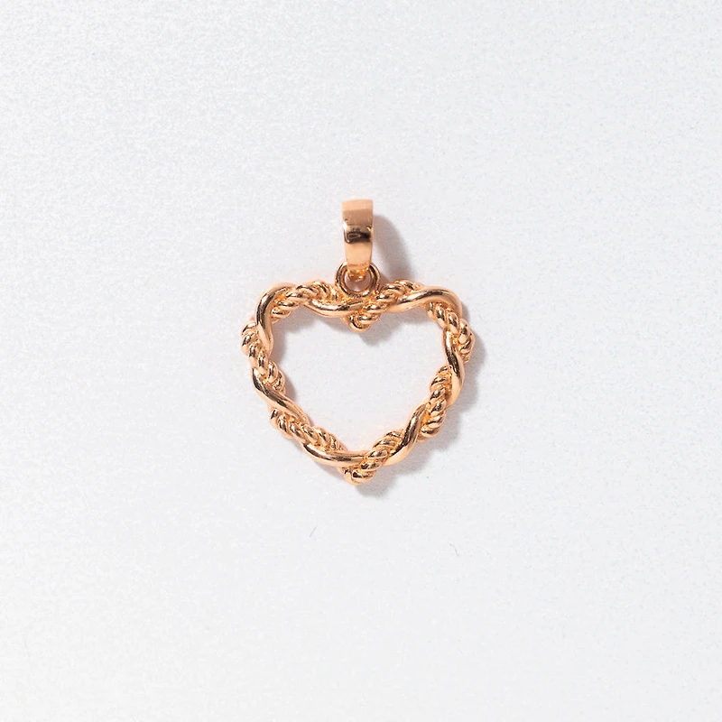 Braided Heart Pendant in 10K Rose Gold