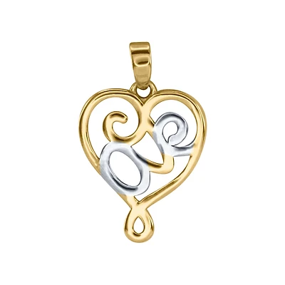 Heart Pendant in 10K Yellow and White Gold