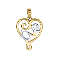 Heart Pendant in 10K Yellow and White Gold
