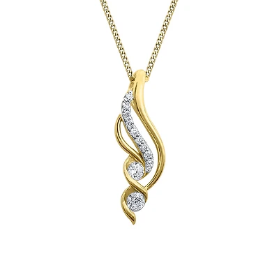 10K Yellow Gold Diamond Cluster Pendant (0.17 ct tw)