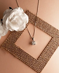 Princess Cut Diamond Pendant Necklace in 14K White Gold (0.50 ct tw)