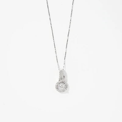 Diamond Cluster Necklace in 14K White Gold (0.50 ct tw)