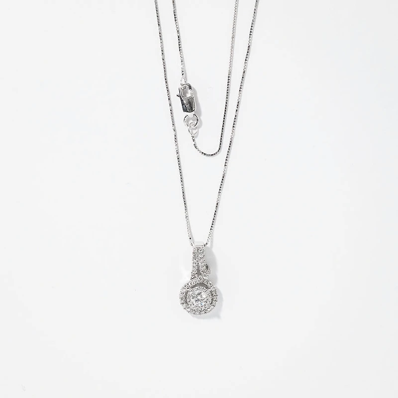 Diamond Cluster Necklace in 14K White Gold (0.50 ct tw)