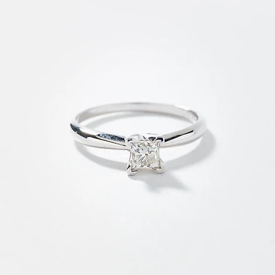 Princess Cut Diamond Solitaire Engagement Ring 14K White Gold (0.35