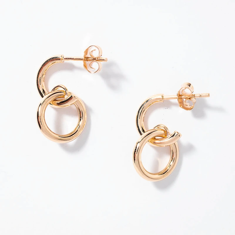 Circle Drop Earrings in 10K Yellow Gold