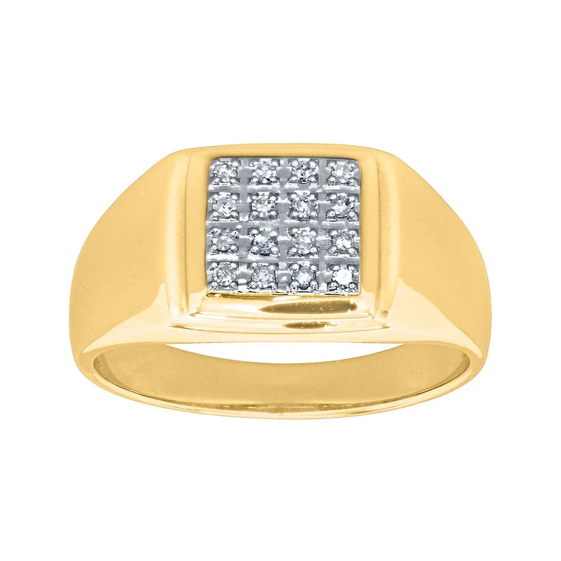 Bold Men's Diamond Ring 10K Yellow Gold (0.12ct tw)