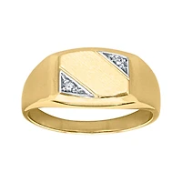 Men's Diamond Signet Ring 10K Yellow and White Gold (0.03ct tw)